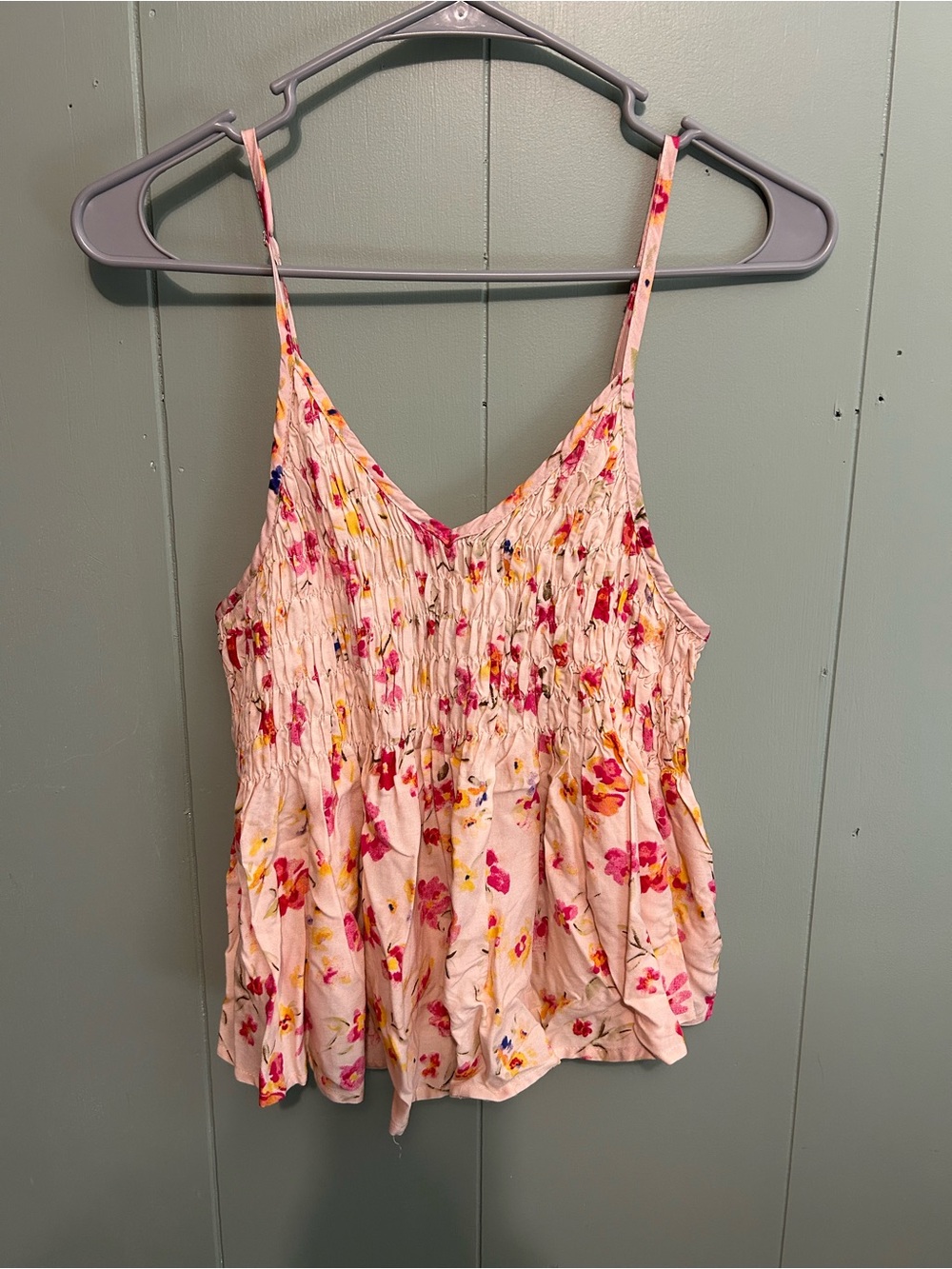 Kendall & Kylie Pink Floral Smocked Tank